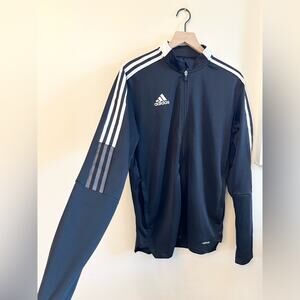 Adidas men’s aeroready zip up black side stripe workout running soccer medium